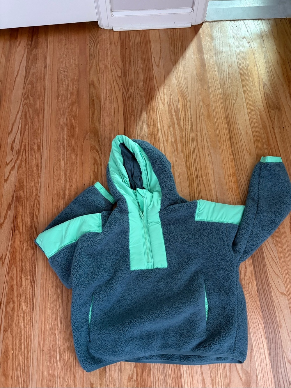 FP Movement by Free People Teal Sherpa Pullover with Mint Accents